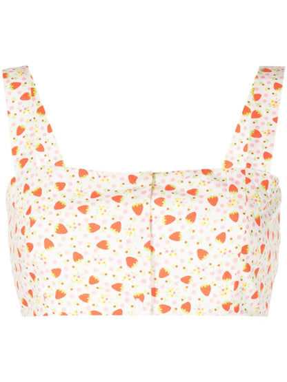 Strawberry-Print Bralette-Style Blouse
