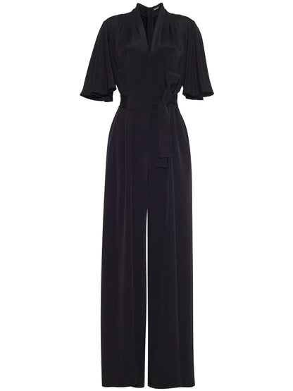 Nansi Silk Short-Sleeve Jumpsuit