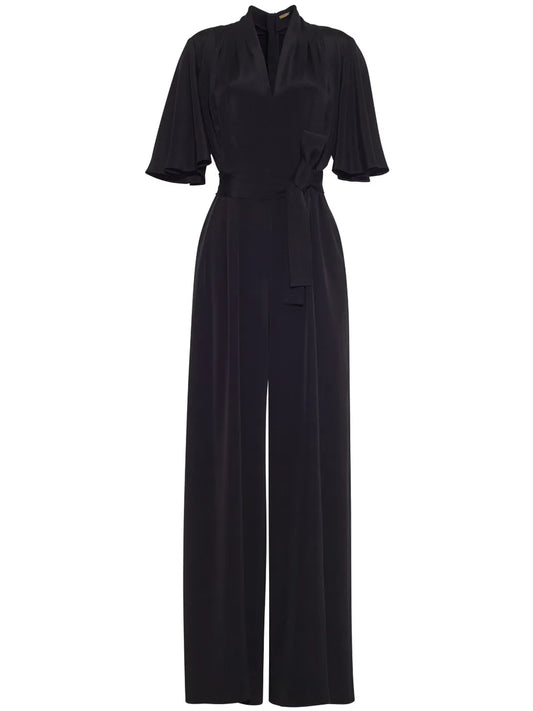 Nansi Silk Short-Sleeve Jumpsuit