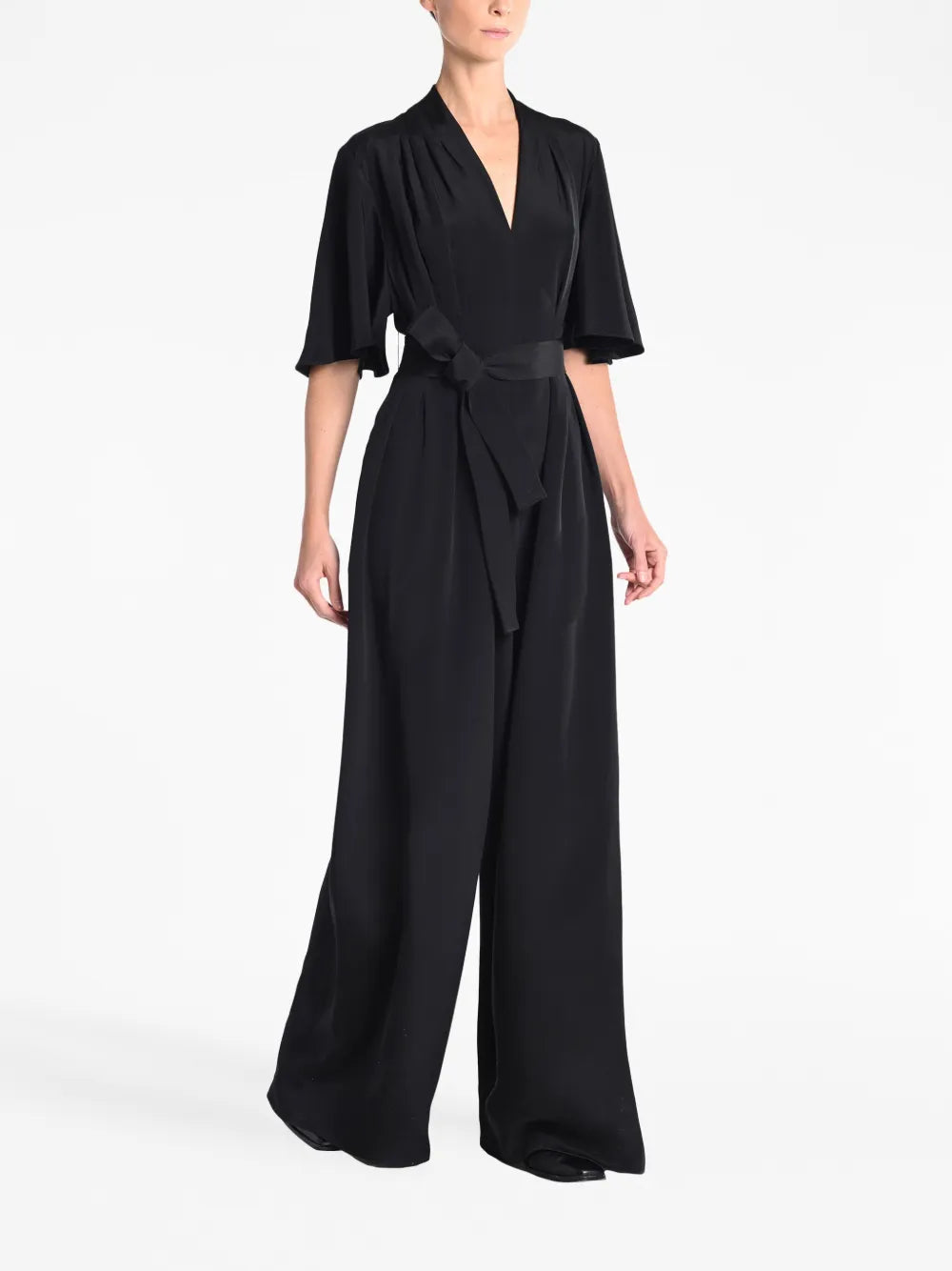 Nansi Silk Short-Sleeve Jumpsuit