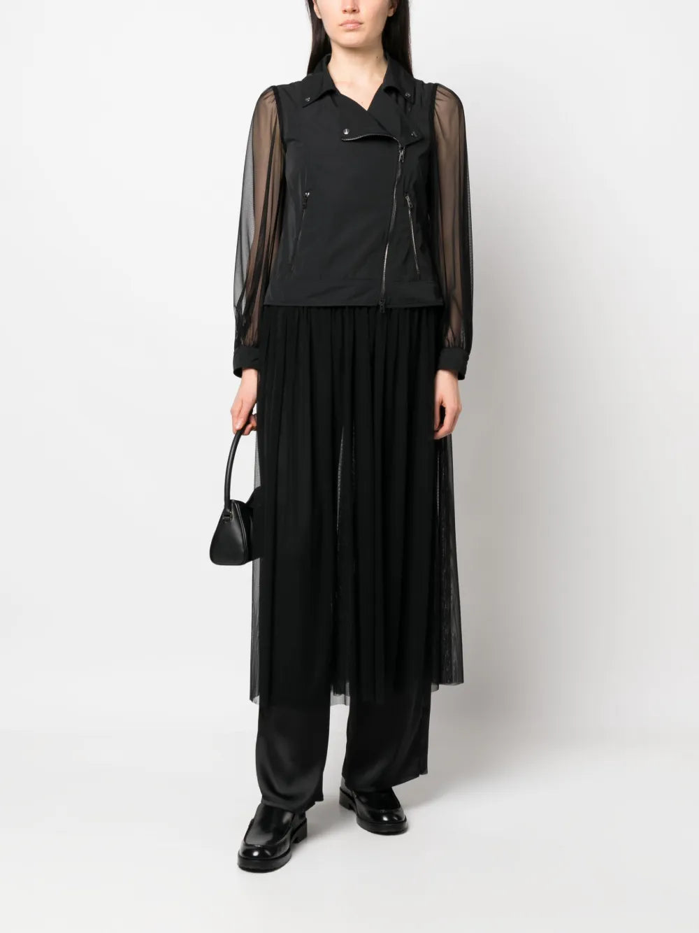Semi-Sheer Biker-Style Coat