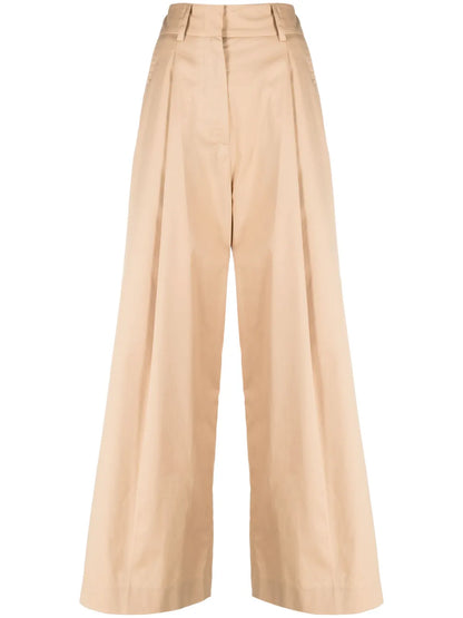 Wide-Leg Pleated Trousers