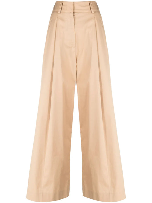 Wide-Leg Pleated Trousers