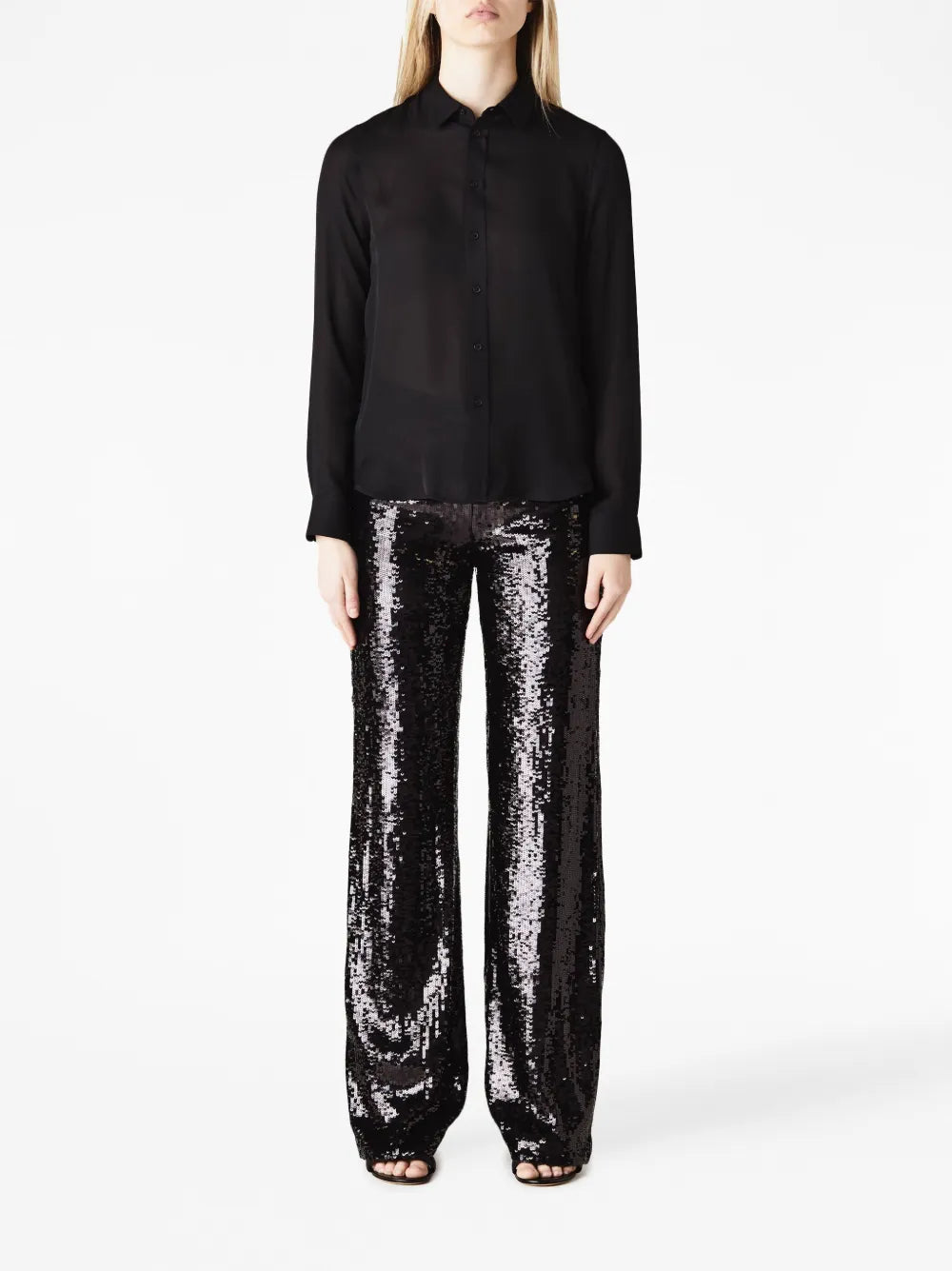 Sequin-Embellished Flared Trousers