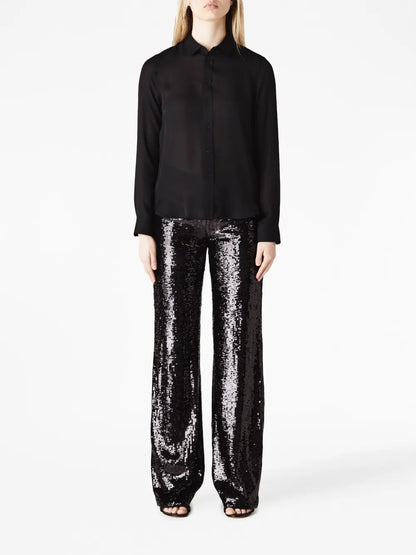 Sequin-Embellished Flared Trousers