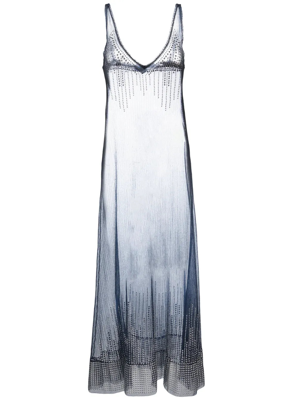 Stud-Detailed Sheer Long Dress