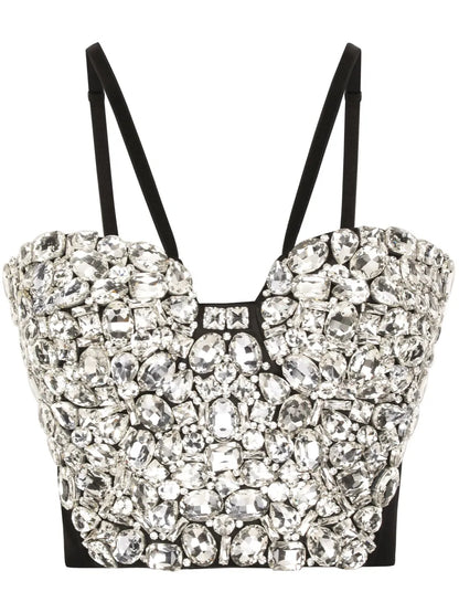 Crystal-Embellished Crop Top