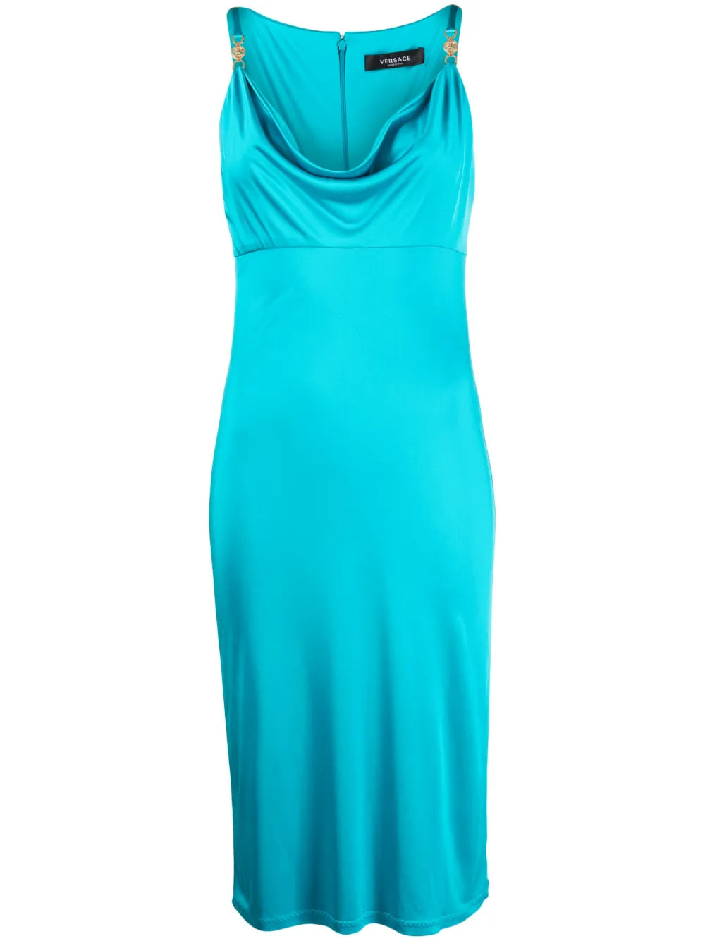 Logo-Plaque Cowl-Neck Midi Dress