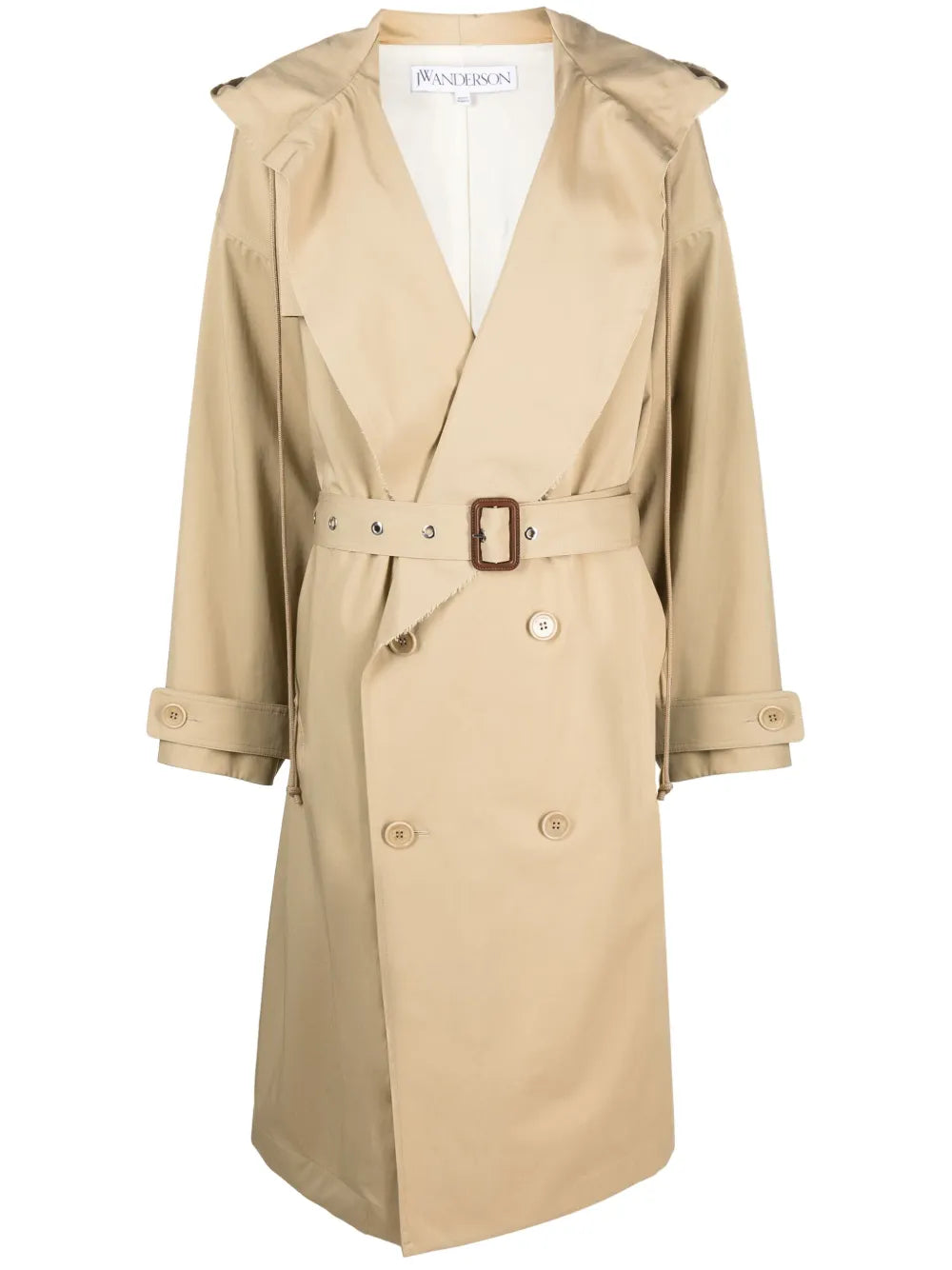 Hooded Double-Breasted Trench Coat