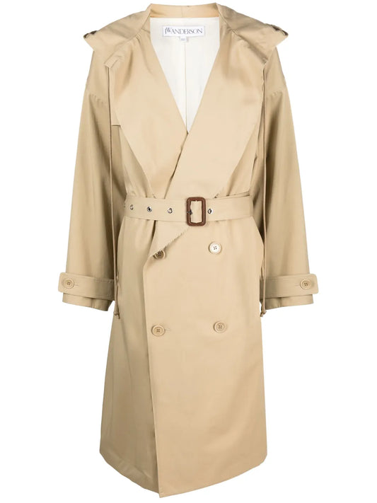 Hooded Double-Breasted Trench Coat