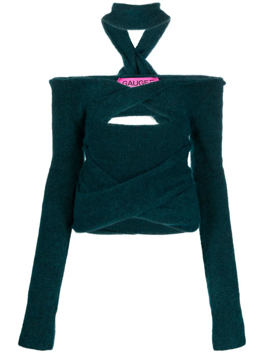 Ribbed-Knit Cut-Out Top