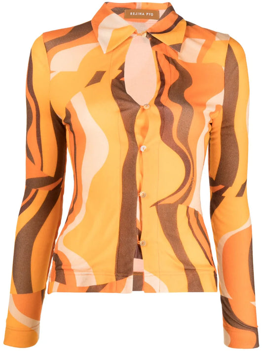 Lowry Cut-Out Abstract-Orint Shirt