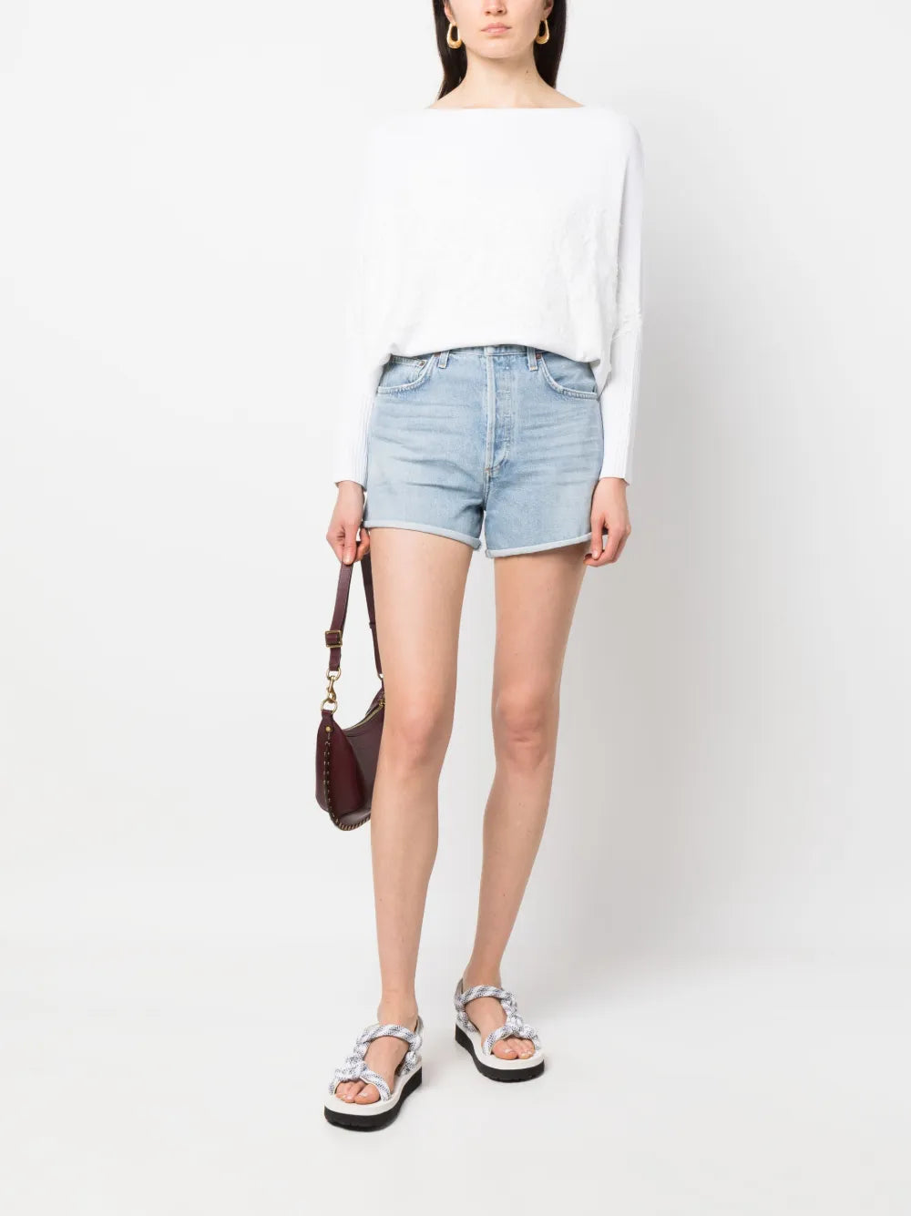 High-Rise Denim Shorts