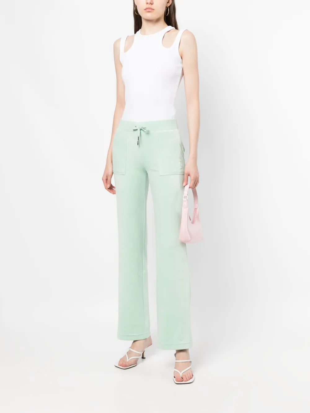 Embroidered-Logo Velvet Track Pants