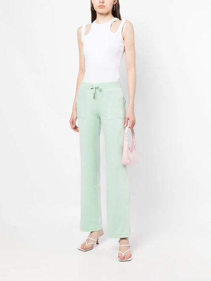 Embroidered-Logo Velvet Track Pants