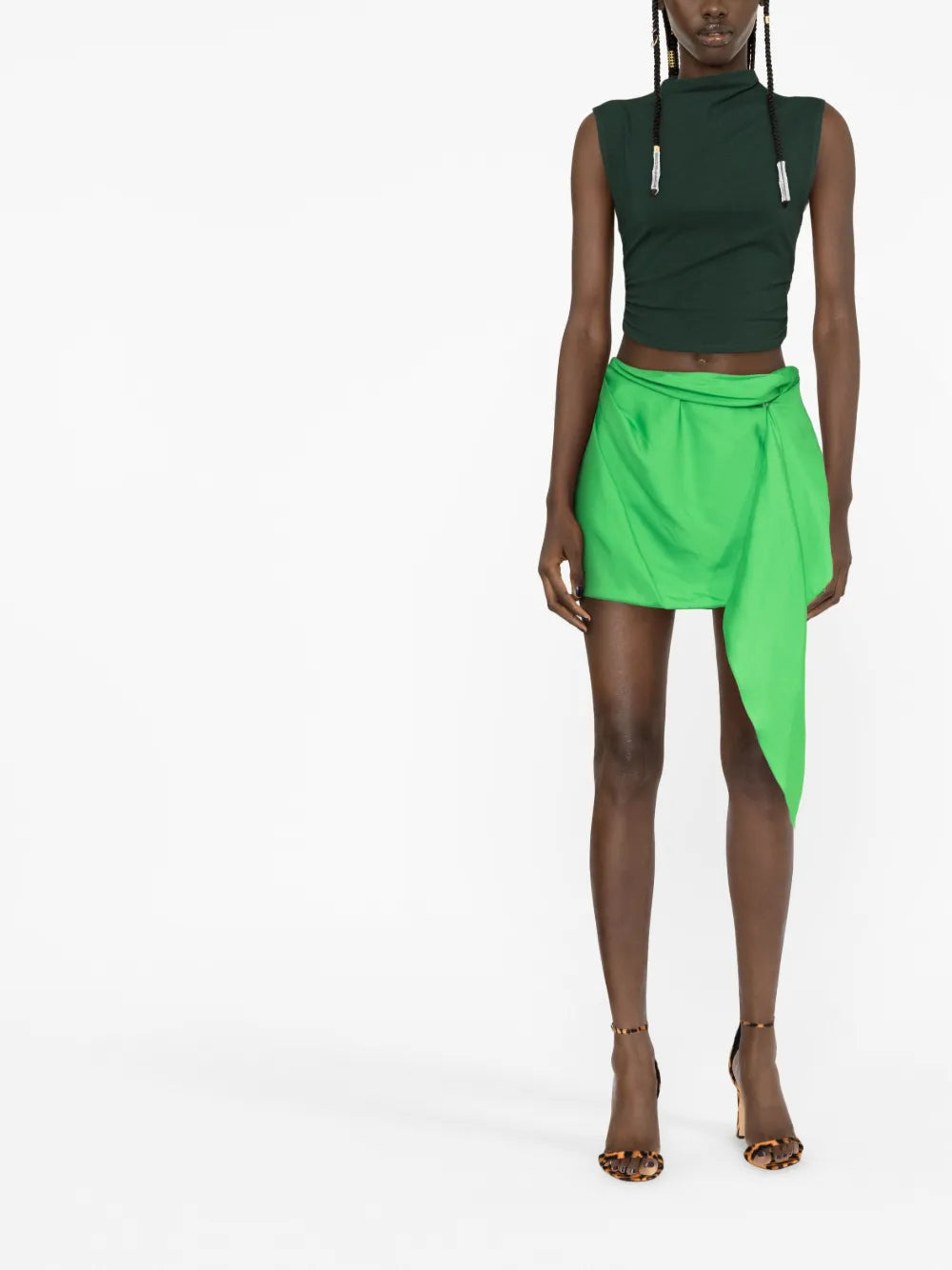 Draped Silk Mini Skirt
