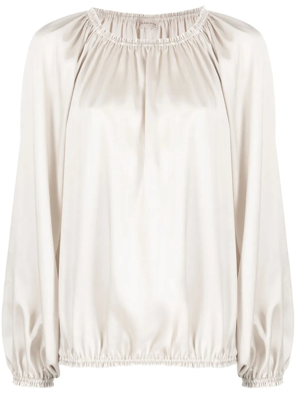 Satin-Finish Ruched Blouse