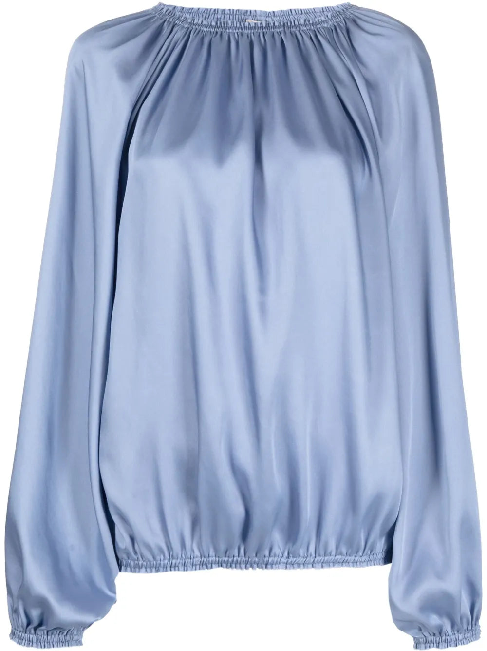 Satin-Finish Ruched Blouse