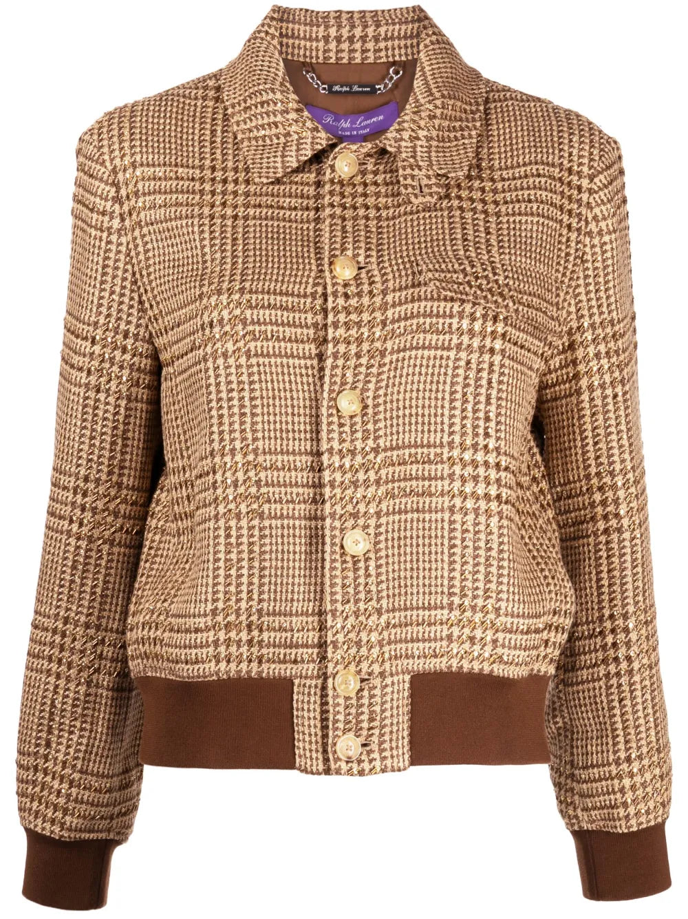 Plaid-Check Bomber Jacket