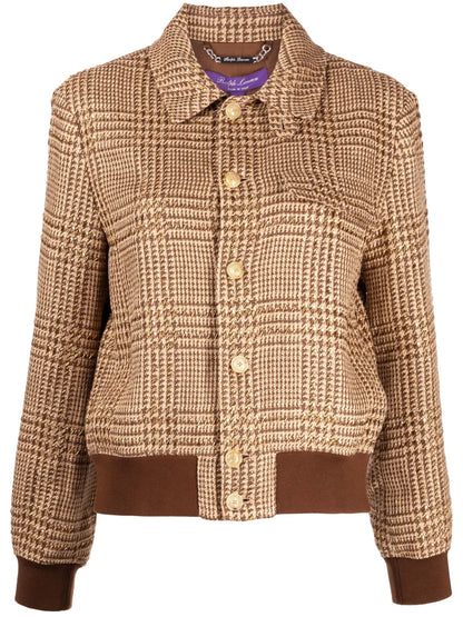 Plaid-Check Bomber Jacket