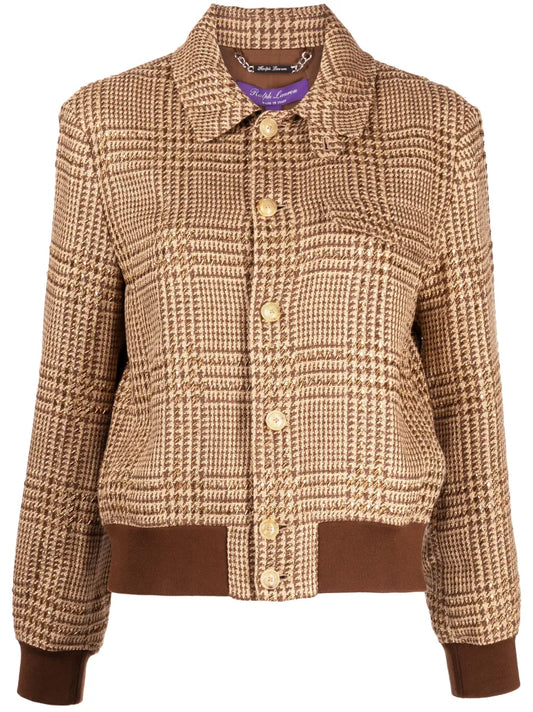 Plaid-Check Bomber Jacket