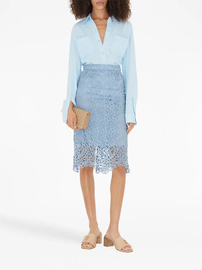 Lace-Embroidery Pencil Skirt