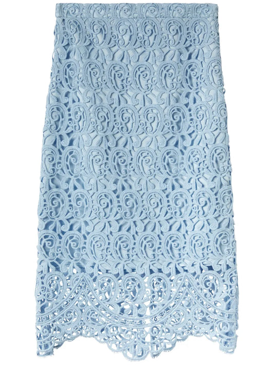 Lace-Embroidery Pencil Skirt