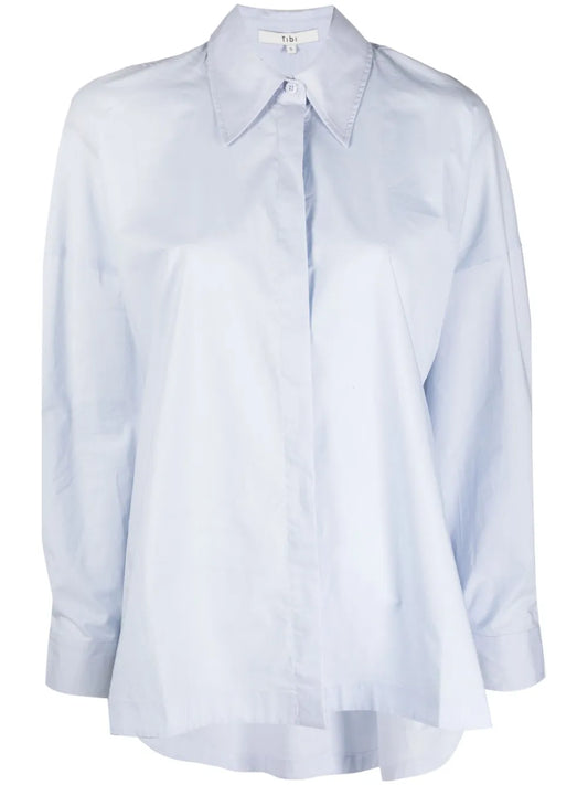 Gabe Pointed Flat-Collar Cotton Shirt