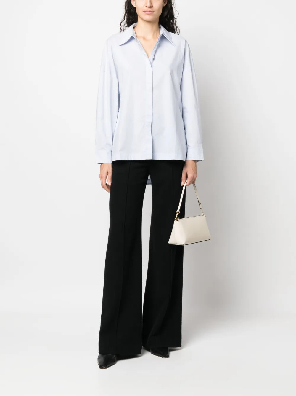 Gabe Pointed Flat-Collar Cotton Shirt