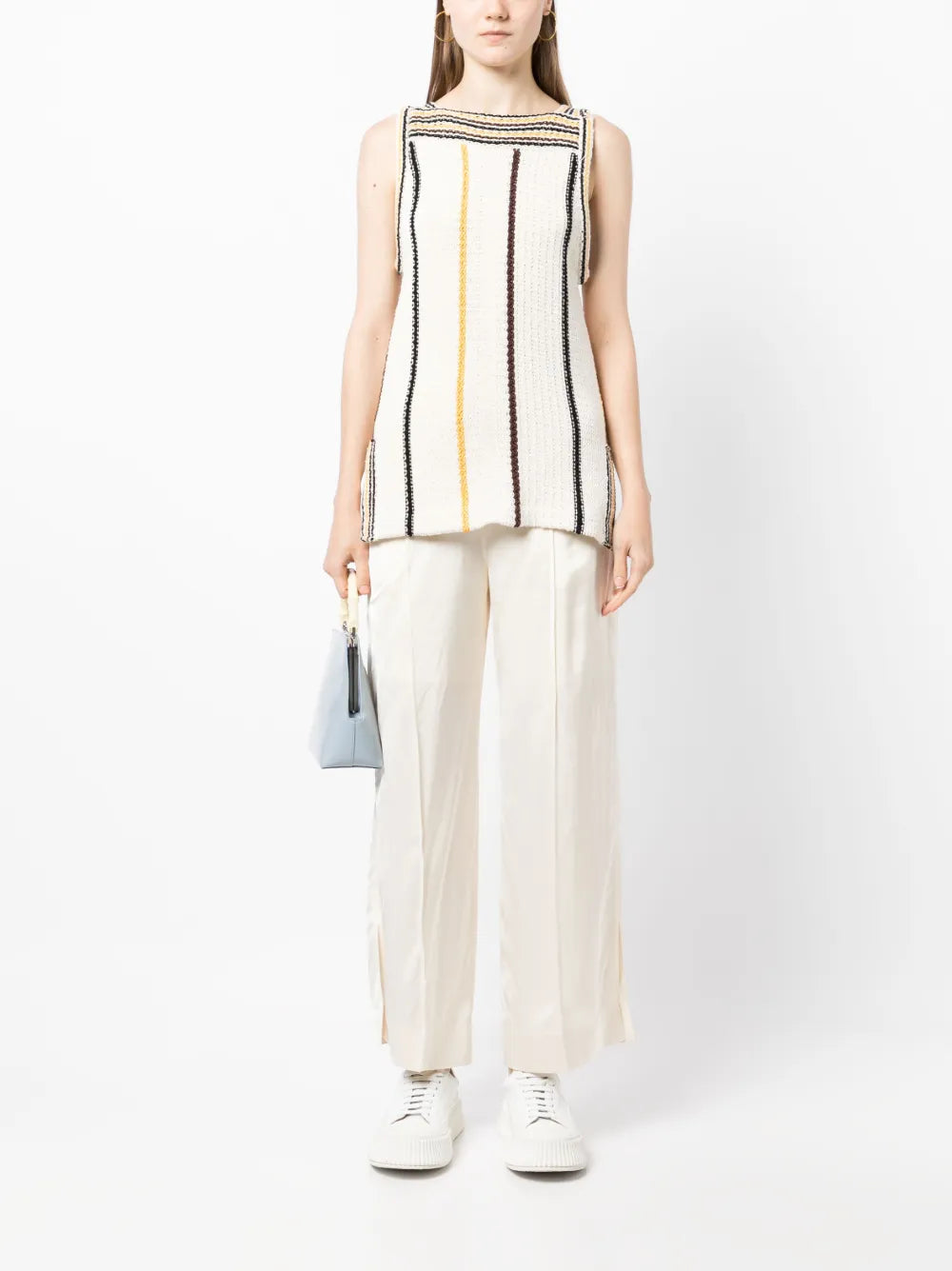 Elasticated-Waist Wide-Leg Trousers