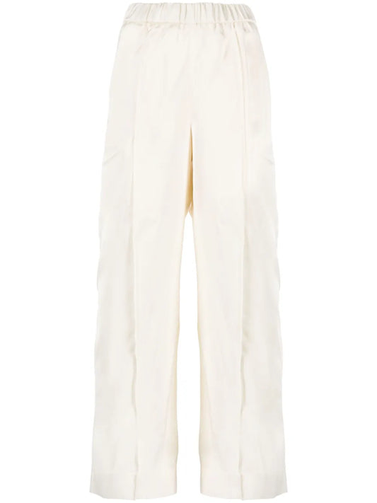 Elasticated-Waist Wide-Leg Trousers