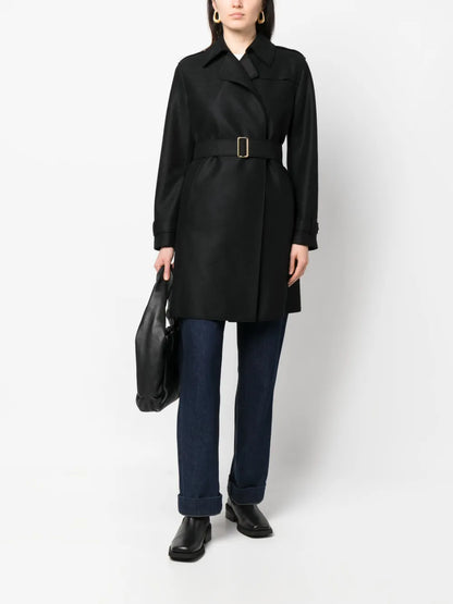 Buckle-Belt Virgin-Wool Trench Coat