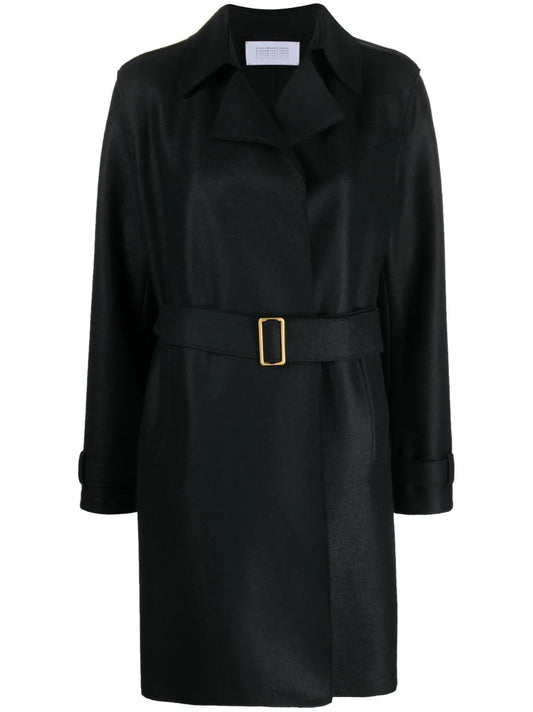 Buckle-Belt Virgin-Wool Trench Coat