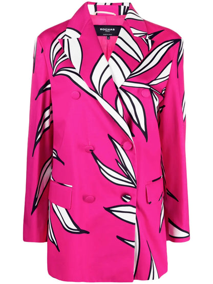 Floral-Print Double-Breasted Blazer