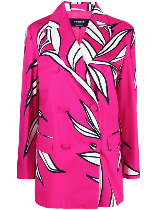Floral-Print Double-Breasted Blazer