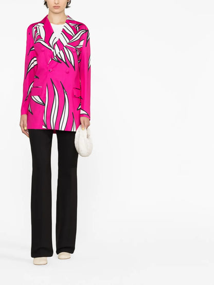 Floral-Print Double-Breasted Blazer