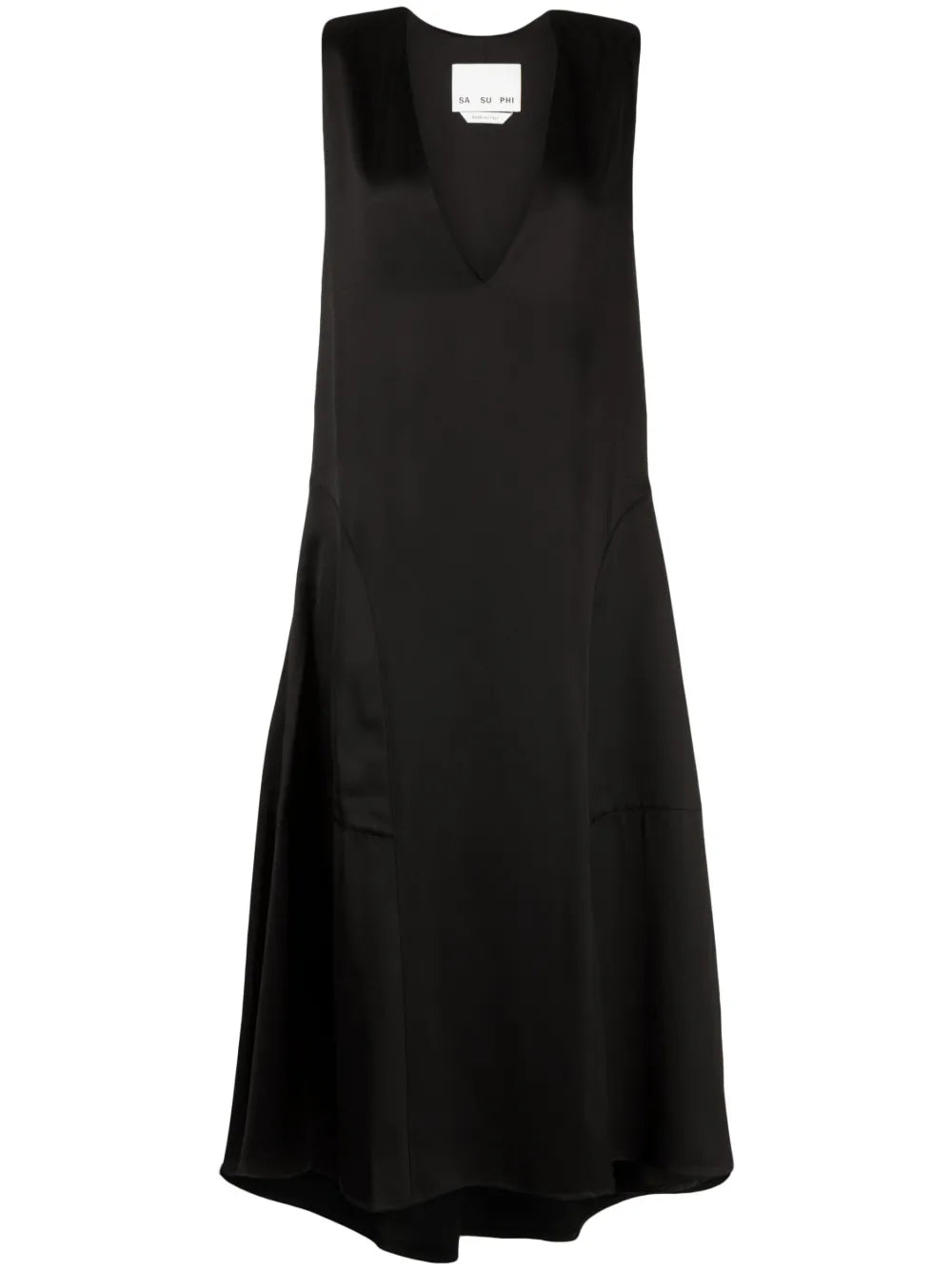 V-Neck Sleeveless Satin Dress
