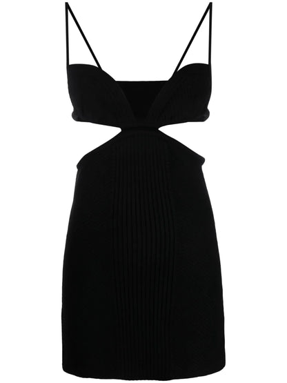 Cut-Out Ribbed-Knit Minidress