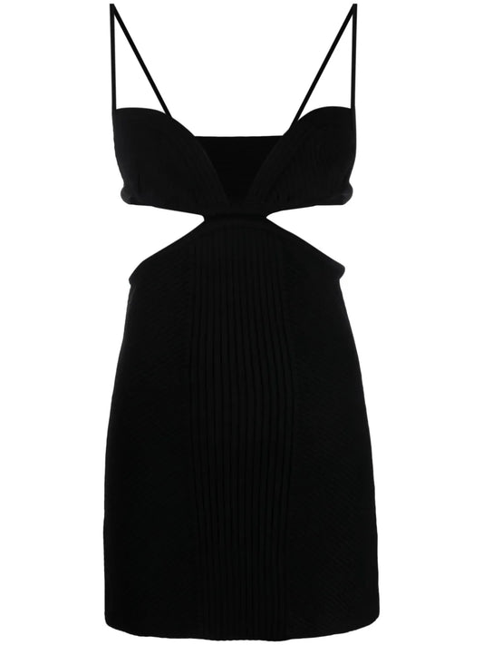 Cut-Out Ribbed-Knit Minidress