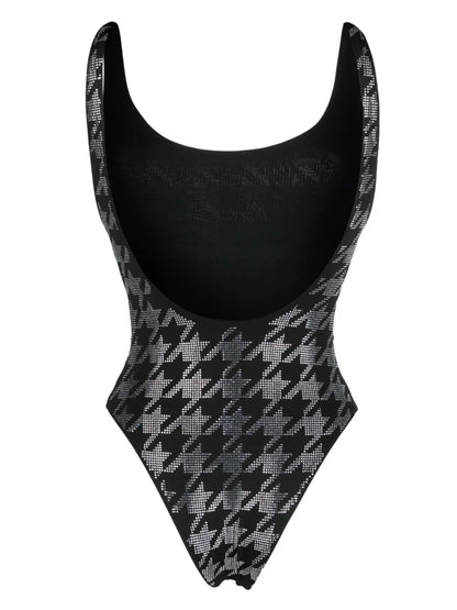 Rhinestone-Embellished Logo Swimsuit