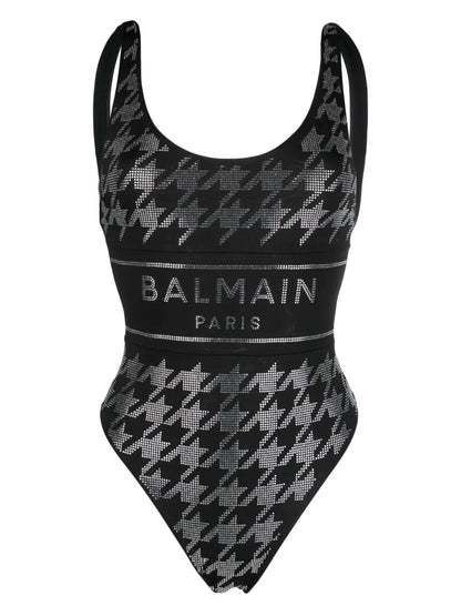 Rhinestone-Embellished Logo Swimsuit
