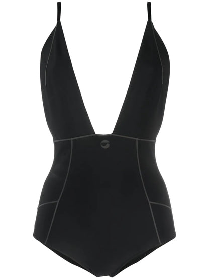 Logo-Print V-Neck Bodysuit