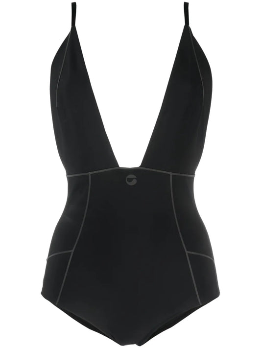 Logo-Print V-Neck Bodysuit
