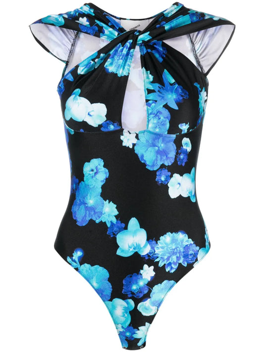 Floral-Print Cut-Out Bodysuit