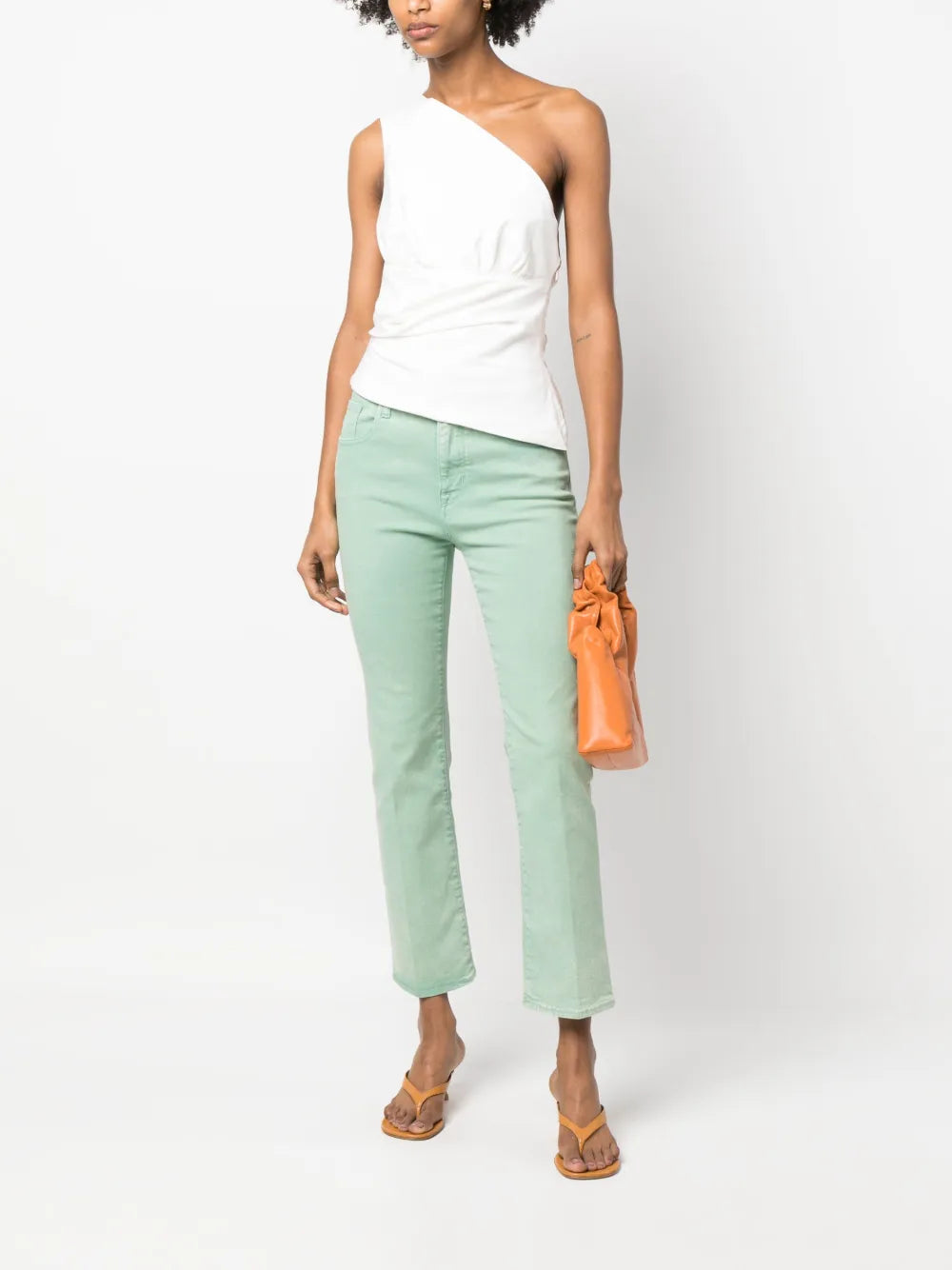 Cropped Straight-Leg Denim Trousers