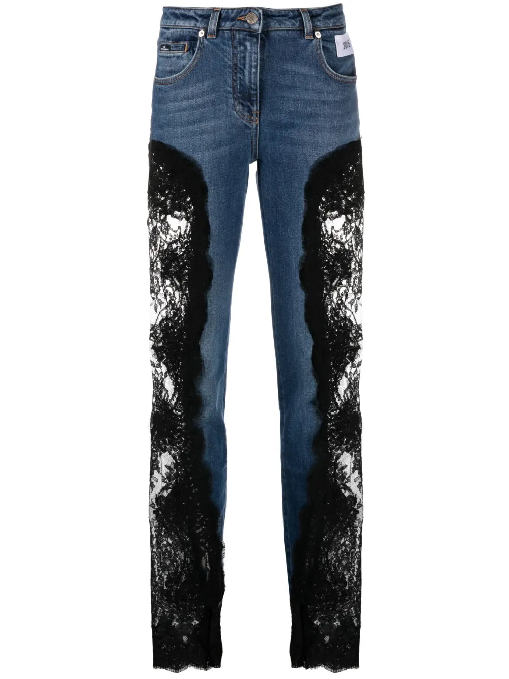 Lace-Insert Skinny Jeans