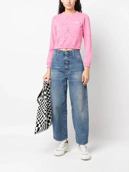 Distressed Logo-Print Sweatshirt