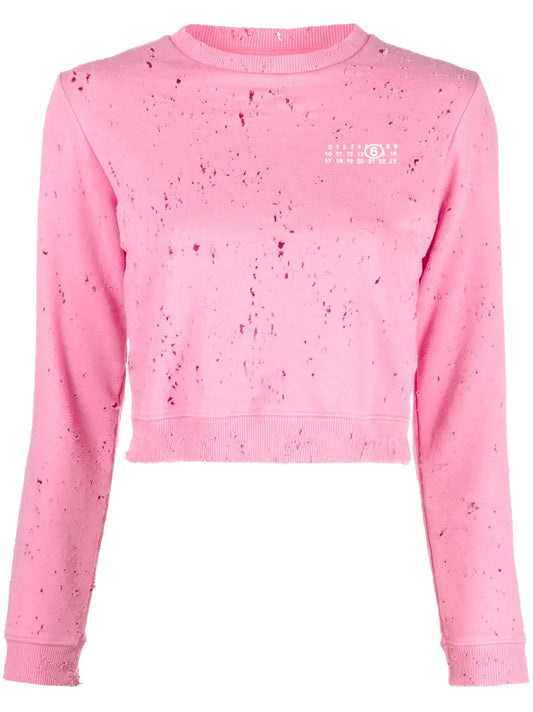 Distressed Logo-Print Sweatshirt