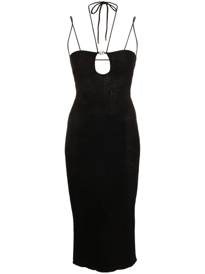 Logo-Plaque Ribbed Dress