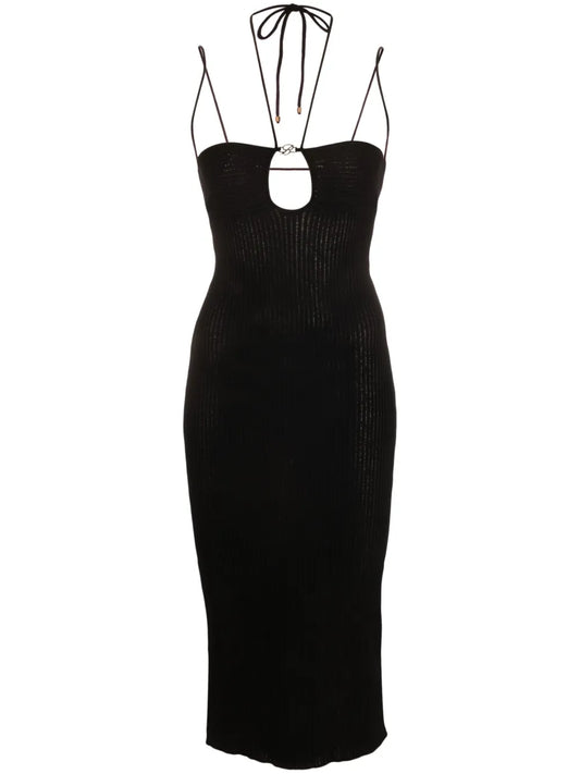 Logo-Plaque Ribbed Dress